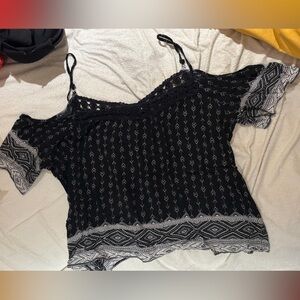 Forever21 Plus Size Cold-Shoulder Top with Geometric Border